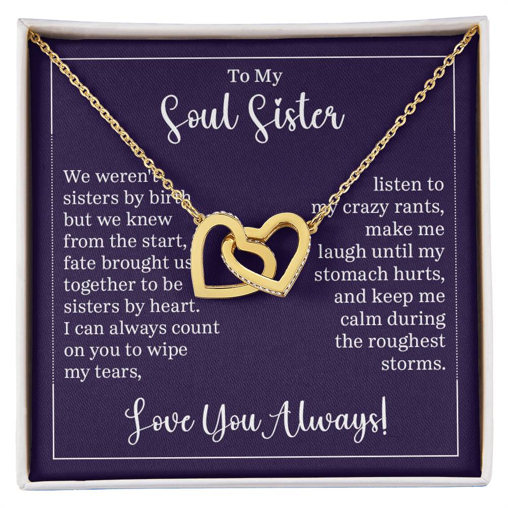 To My Soul Sister Interlocking Hearts Necklace (Yellow & White Gold Variants)