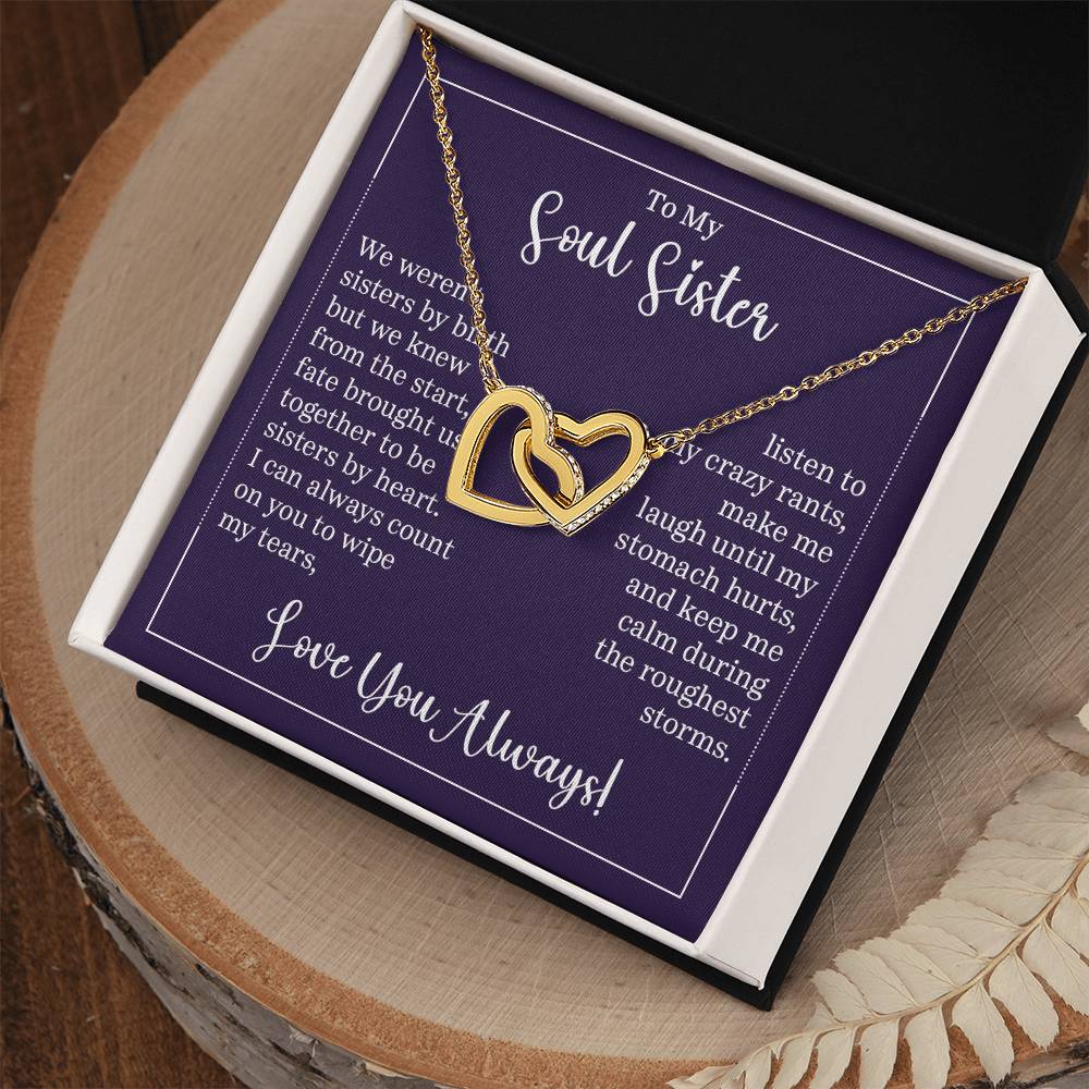 To My Soul Sister Interlocking Hearts Necklace (Yellow & White Gold Variants)