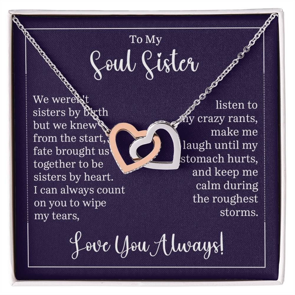 To My Soul Sister Interlocking Hearts Necklace (Yellow & White Gold Variants)