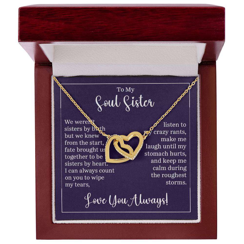 To My Soul Sister Interlocking Hearts Necklace (Yellow & White Gold Variants)