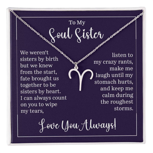 To My Soul Sister Zodiac Symbol Necklace