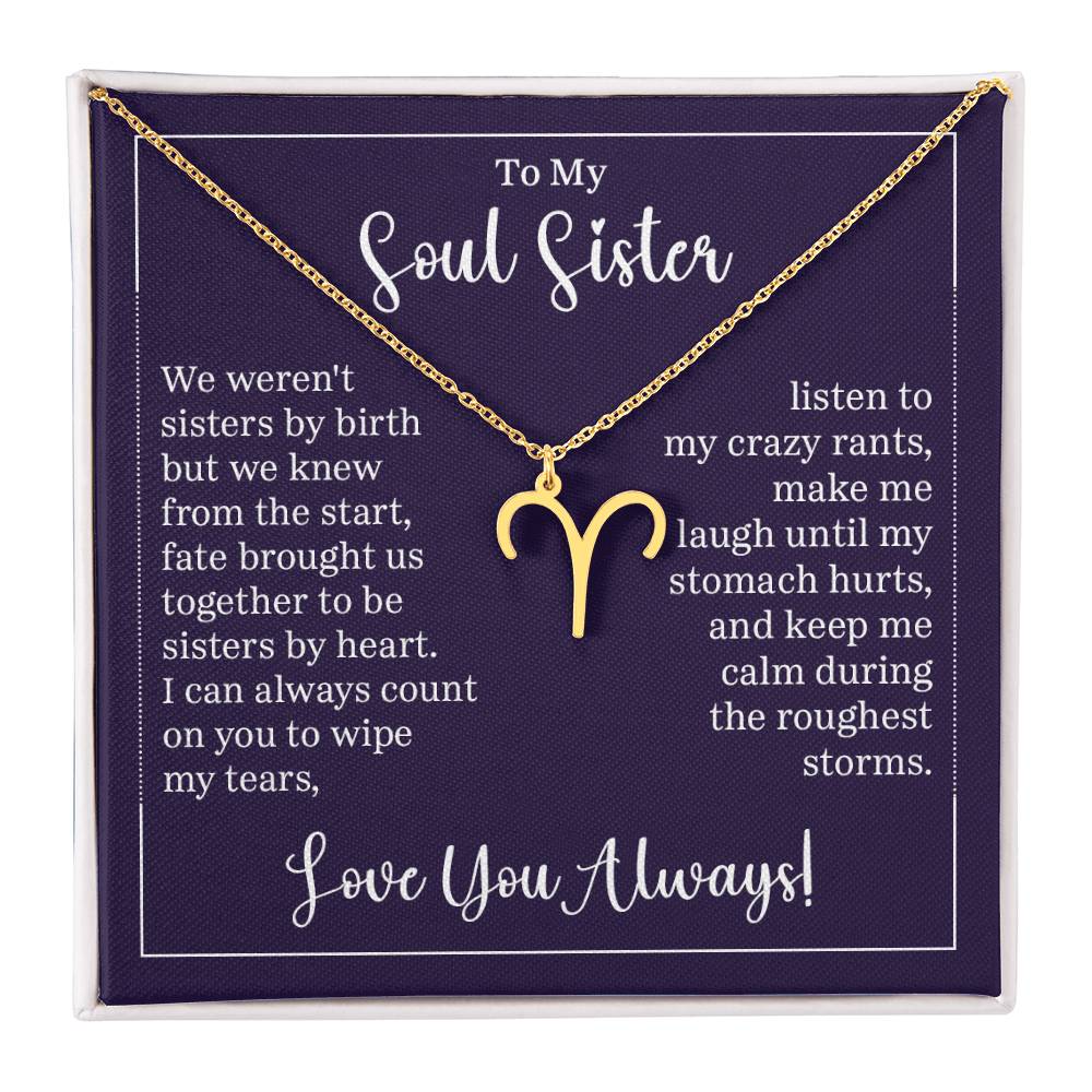 To My Soul Sister Zodiac Symbol Necklace