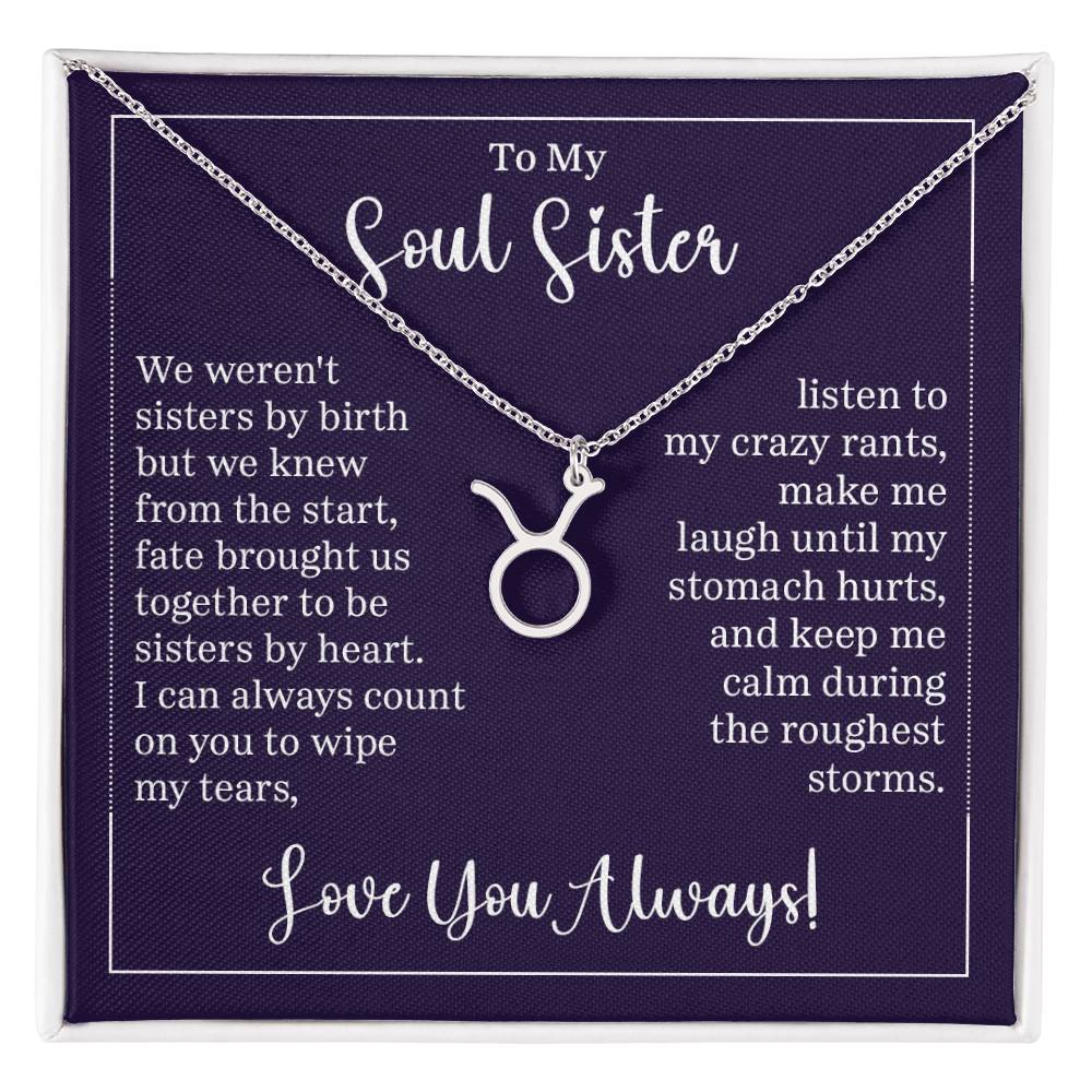 To My Soul Sister Zodiac Symbol Necklace