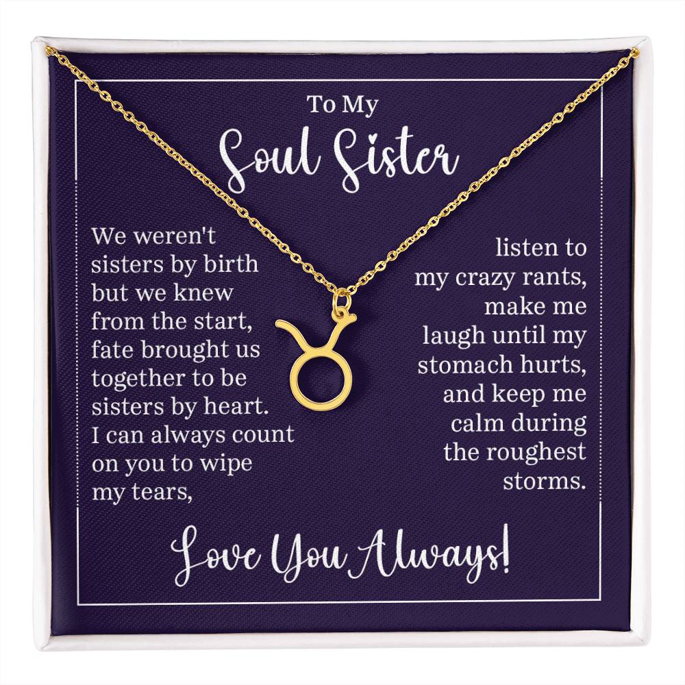 To My Soul Sister Zodiac Symbol Necklace