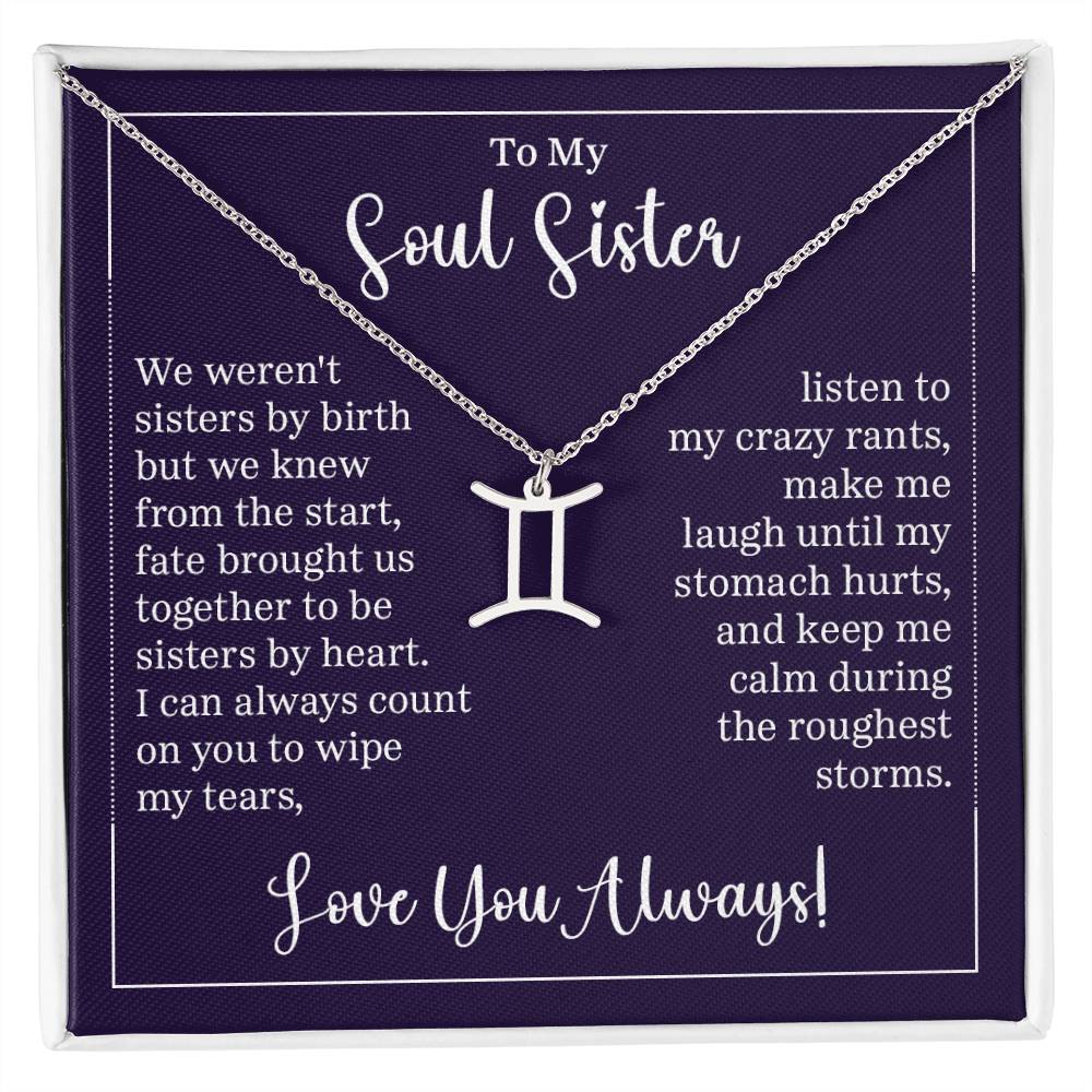 To My Soul Sister Zodiac Symbol Necklace