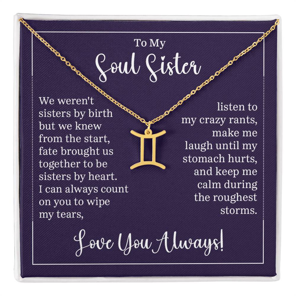 To My Soul Sister Zodiac Symbol Necklace