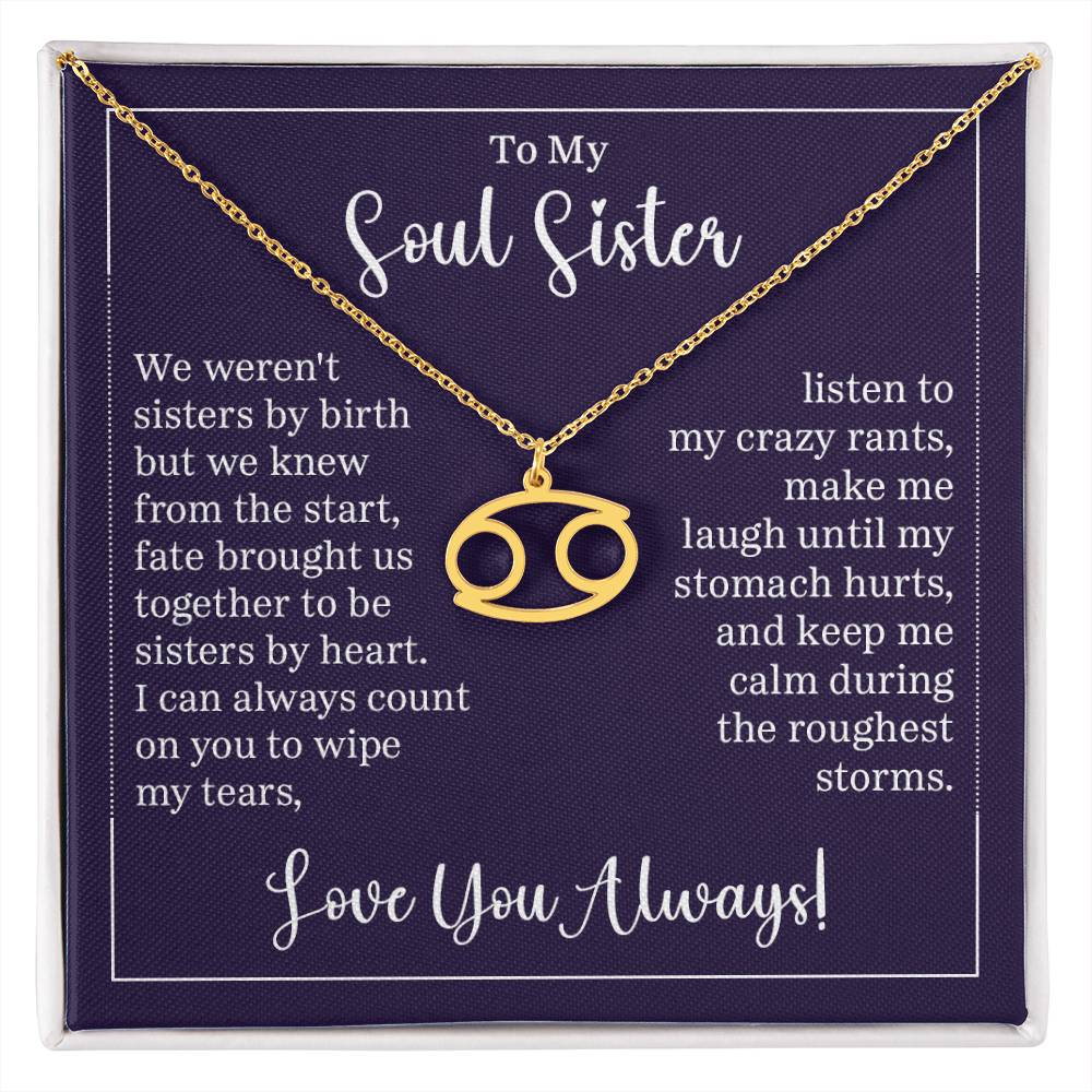 To My Soul Sister Zodiac Symbol Necklace