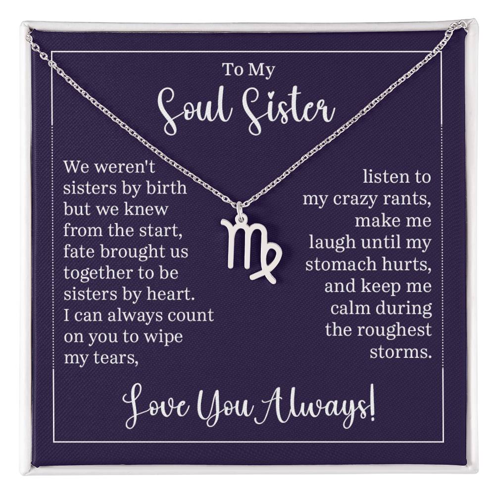 To My Soul Sister Zodiac Symbol Necklace