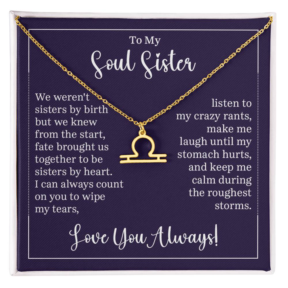 To My Soul Sister Zodiac Symbol Necklace