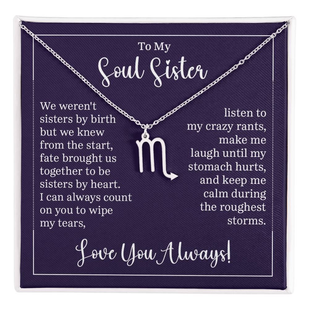 To My Soul Sister Zodiac Symbol Necklace