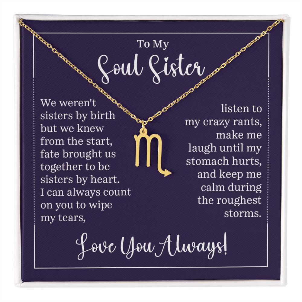 To My Soul Sister Zodiac Symbol Necklace