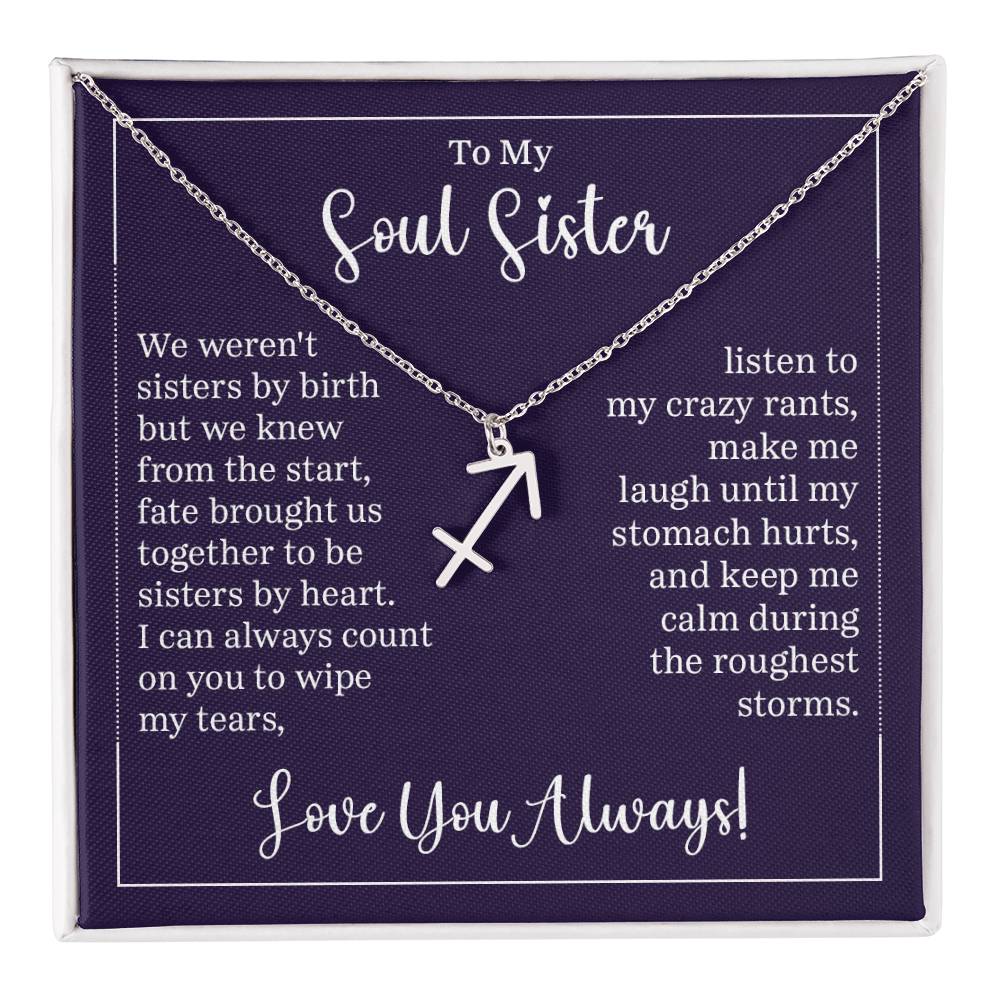 To My Soul Sister Zodiac Symbol Necklace