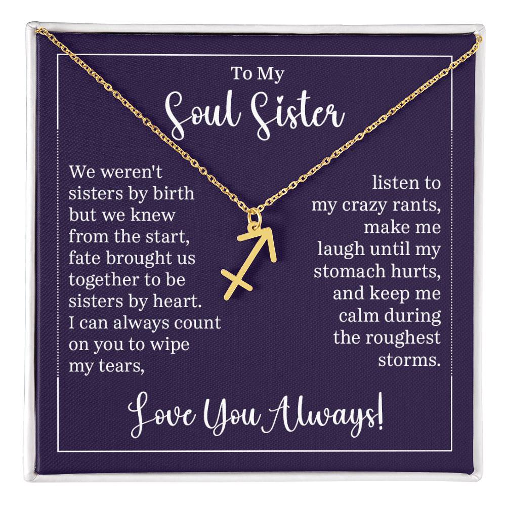 To My Soul Sister Zodiac Symbol Necklace