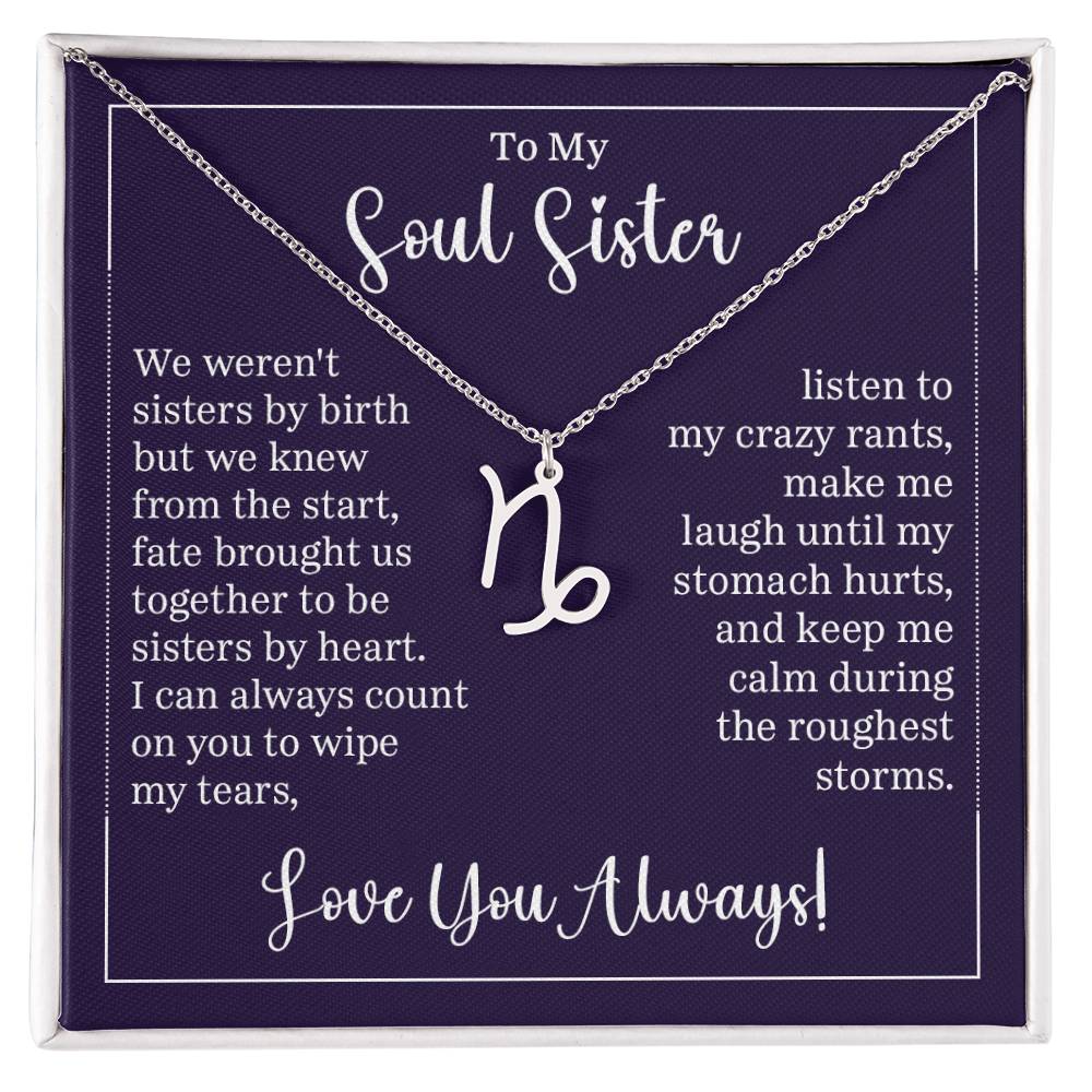 To My Soul Sister Zodiac Symbol Necklace