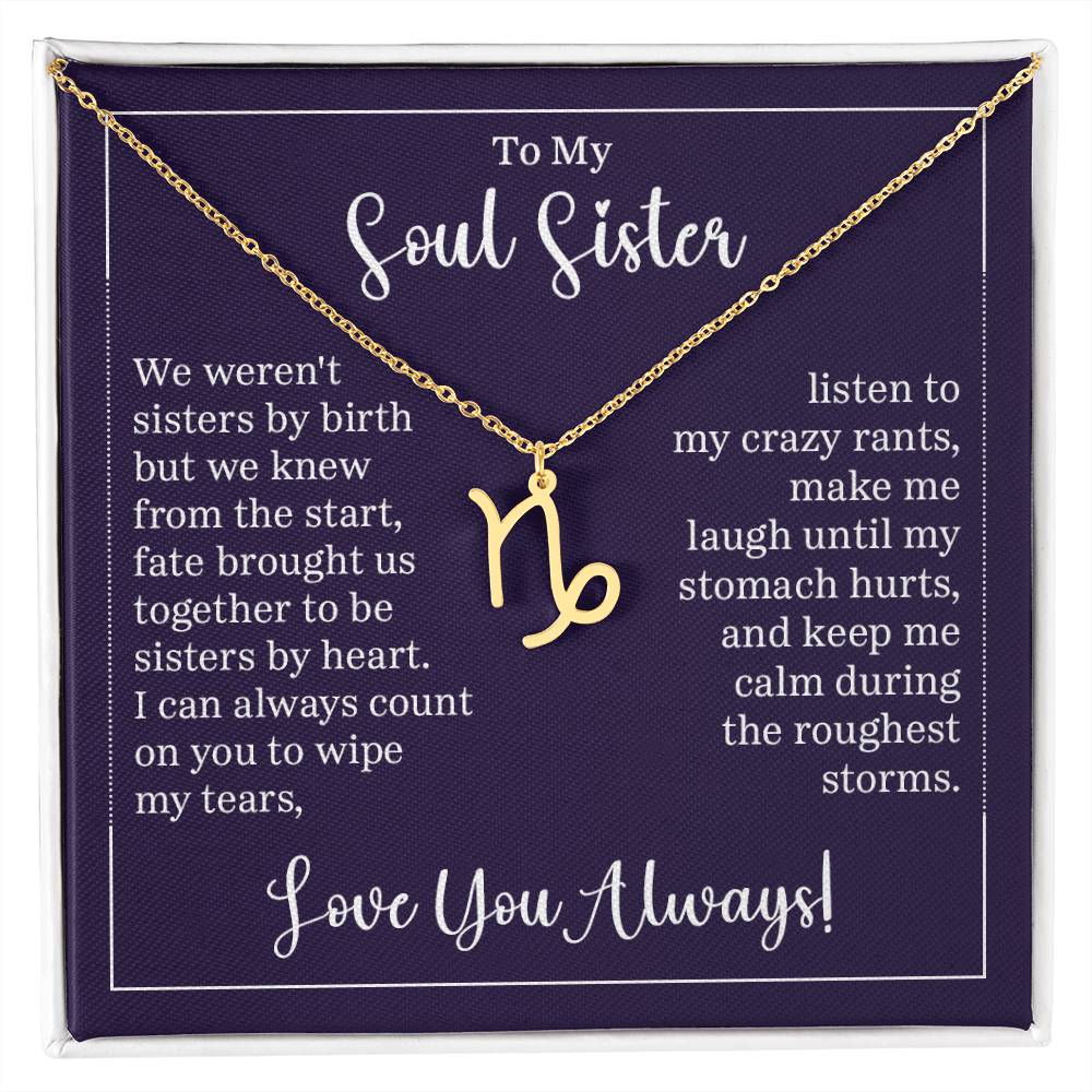 To My Soul Sister Zodiac Symbol Necklace