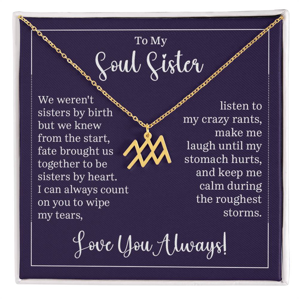 To My Soul Sister Zodiac Symbol Necklace