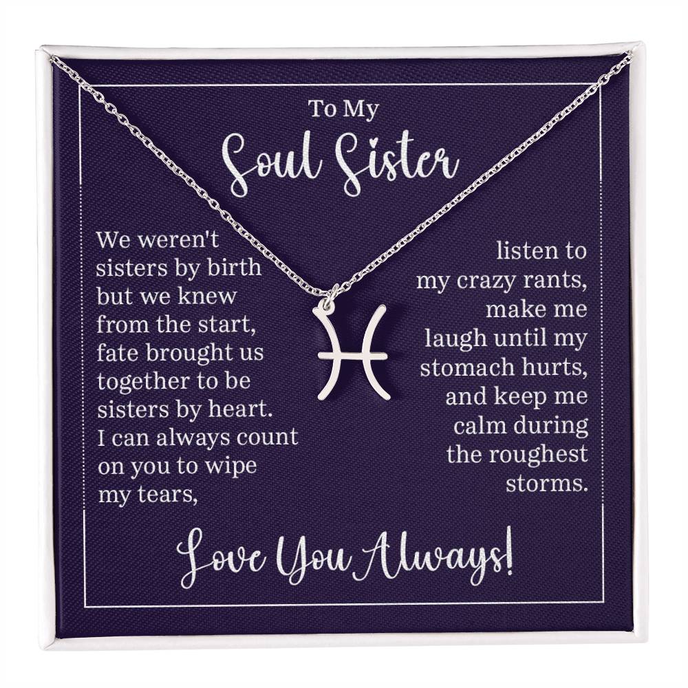 To My Soul Sister Zodiac Symbol Necklace