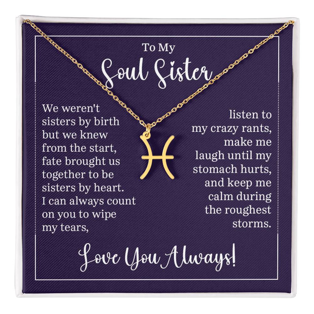 To My Soul Sister Zodiac Symbol Necklace