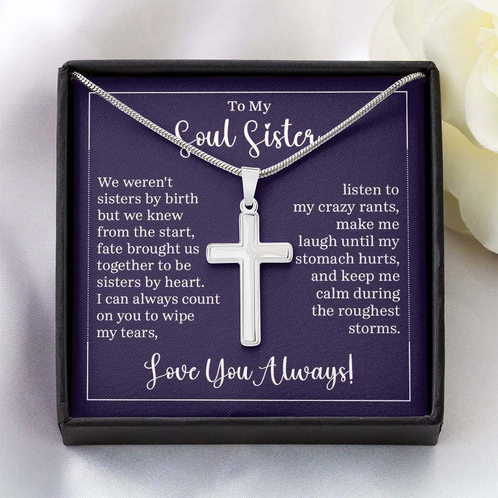 To My Soul Sister Stainless Cross Necklace