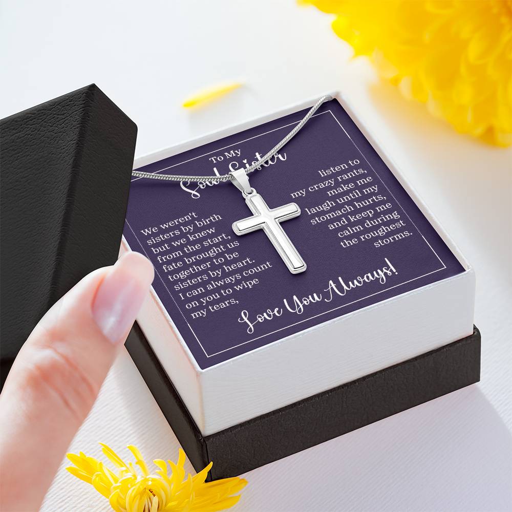 To My Soul Sister Stainless Cross Necklace