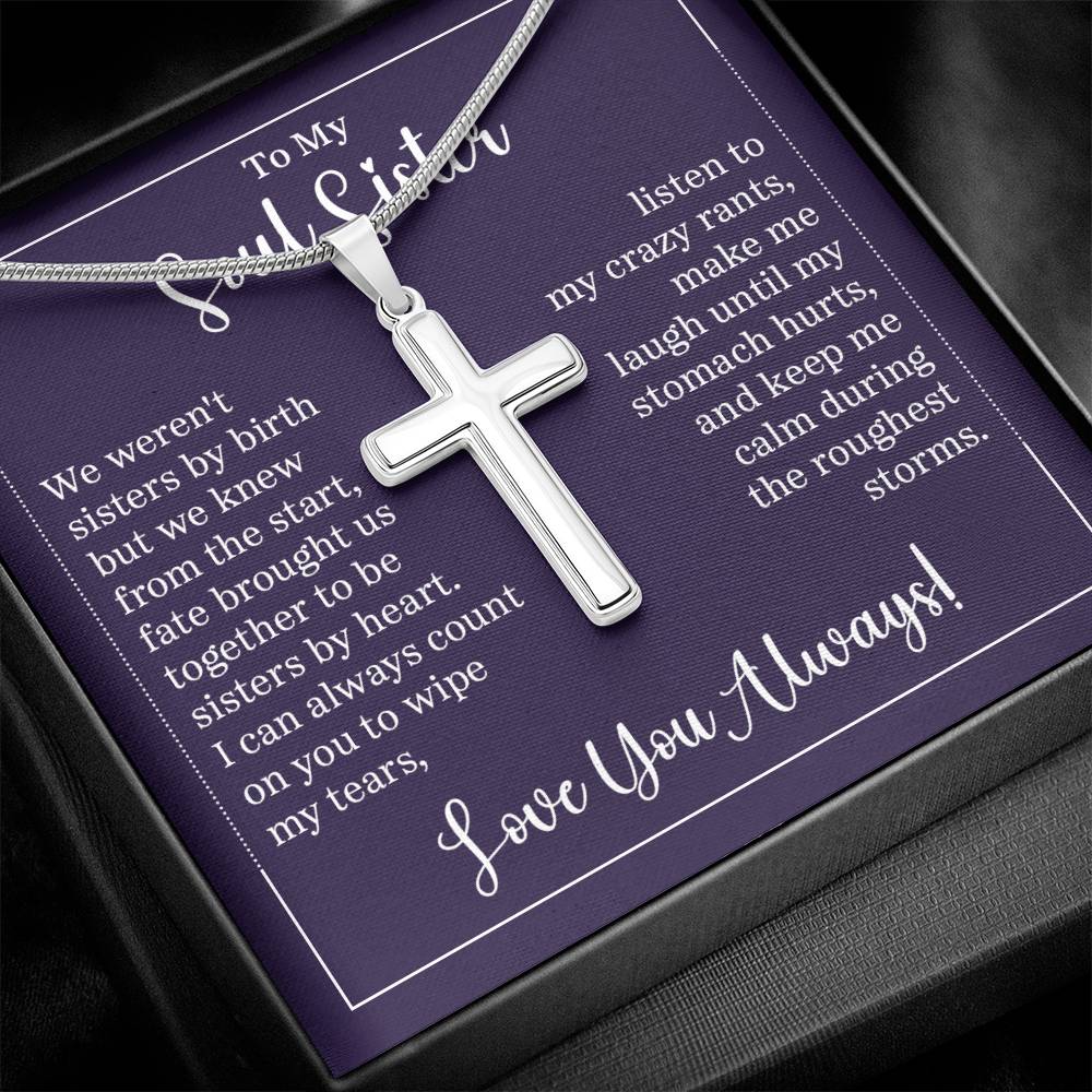 To My Soul Sister Stainless Cross Necklace