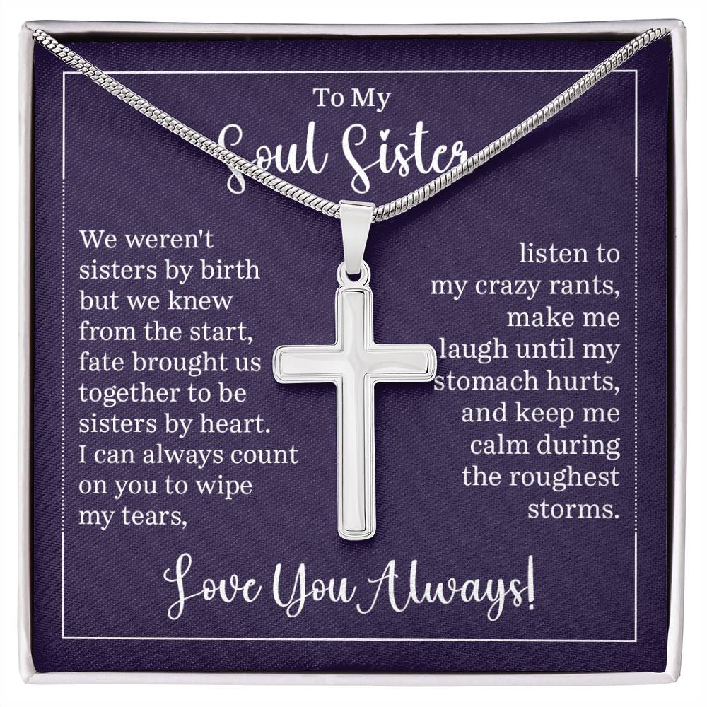 To My Soul Sister Stainless Cross Necklace