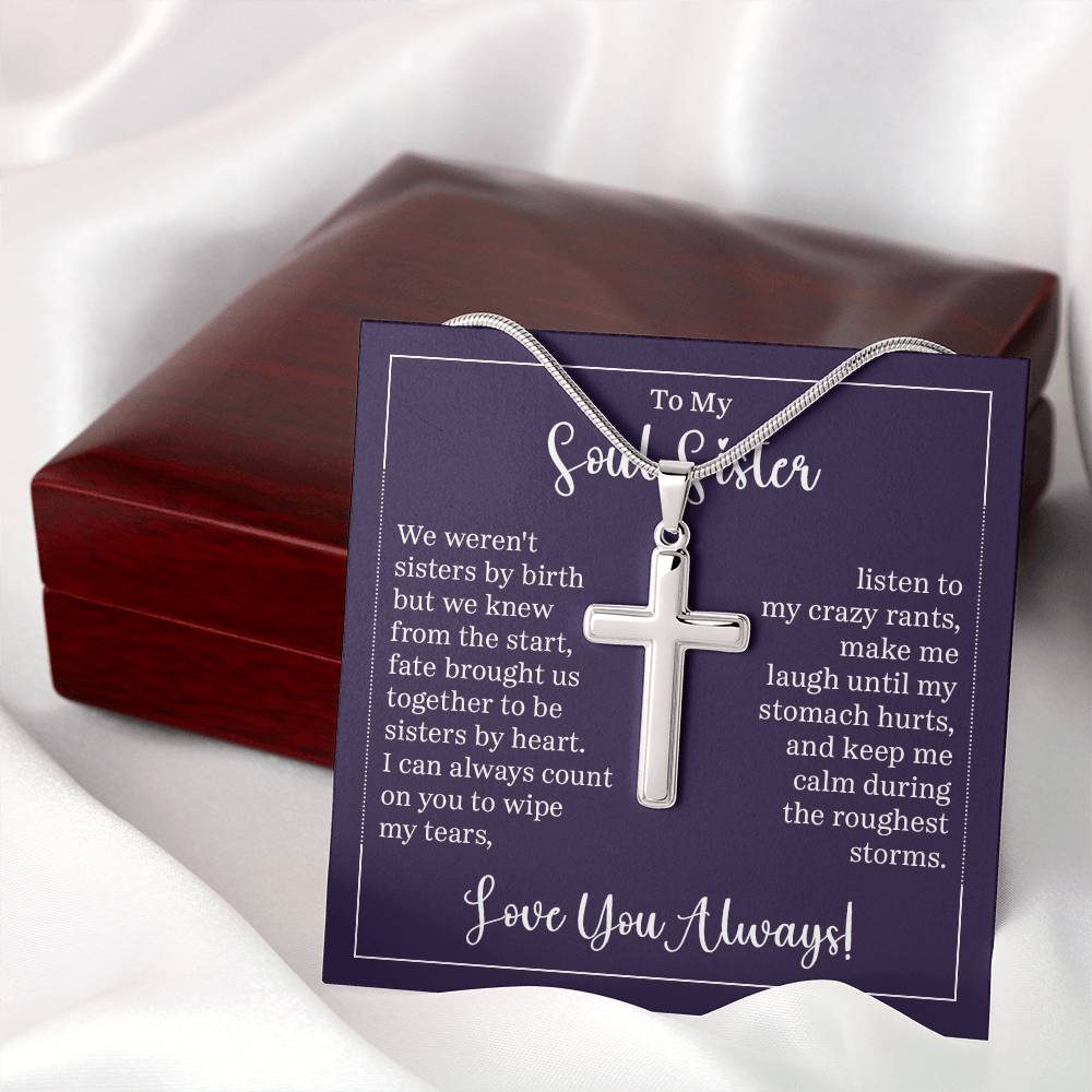 To My Soul Sister Stainless Cross Necklace