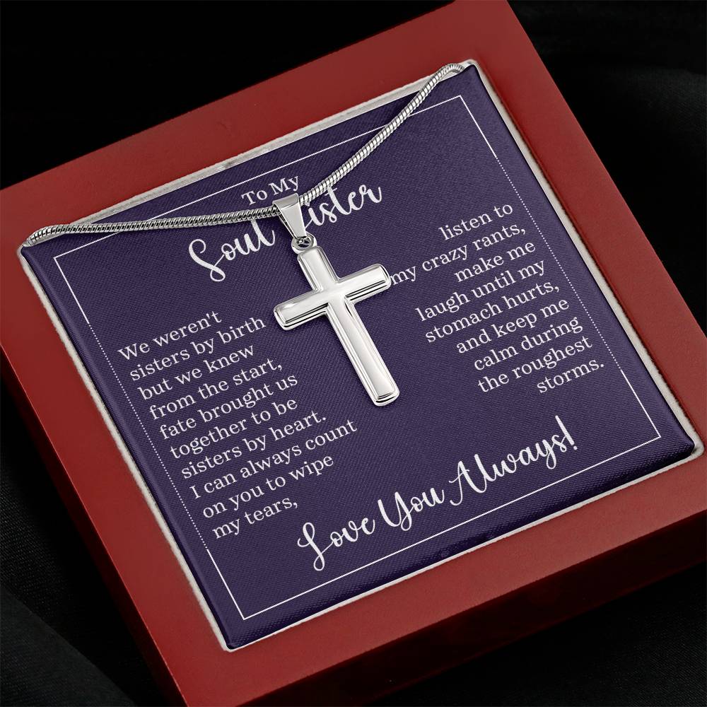 To My Soul Sister Stainless Cross Necklace