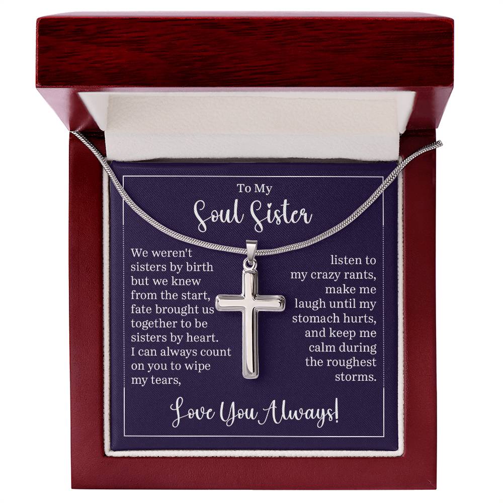 To My Soul Sister Stainless Cross Necklace